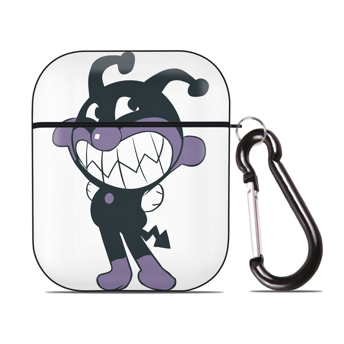 （画像用） アンパンマン Anpanman AirPods 第2世代保護ケース ハードシェル ブラック 耐衝撃・防指紋・カラビナ付き