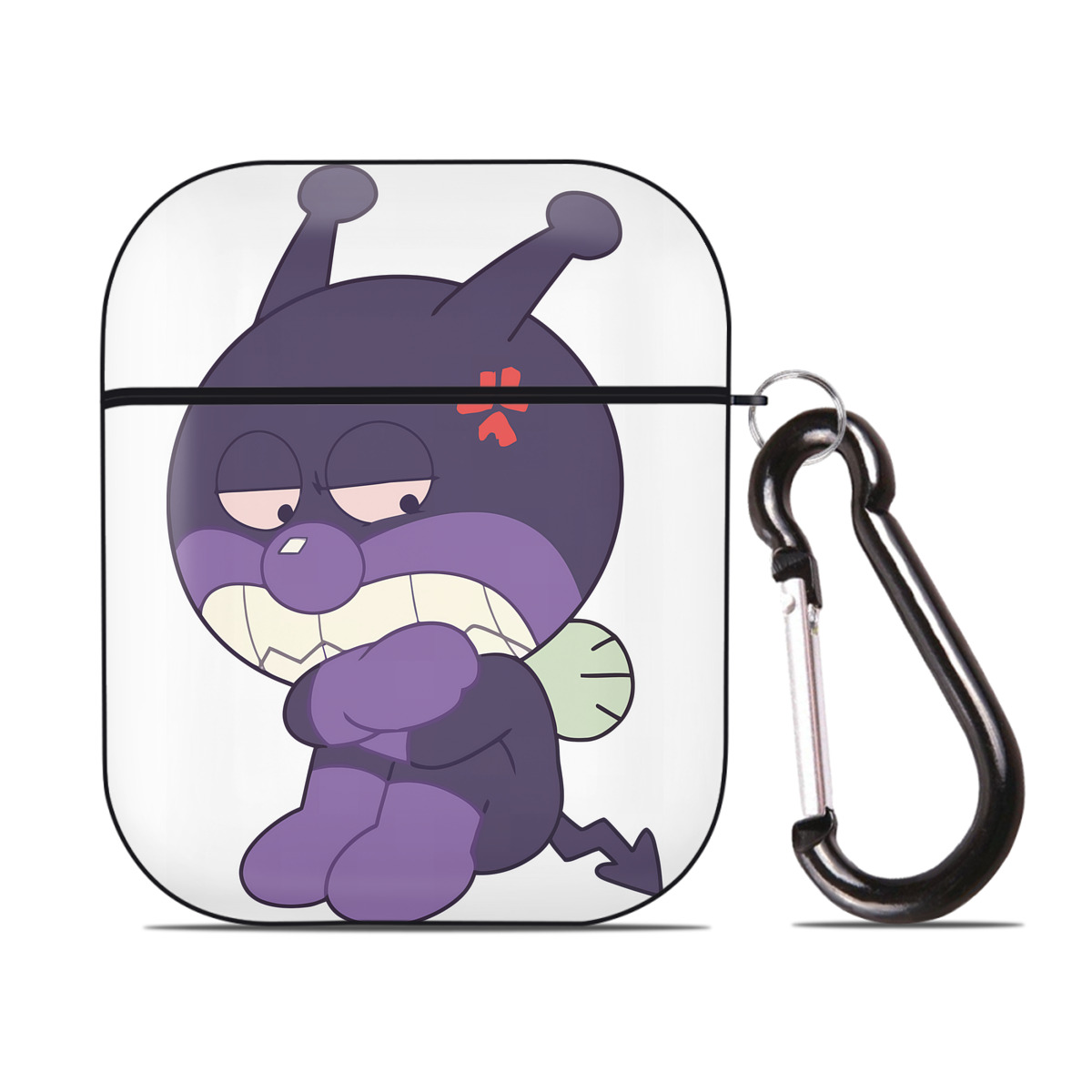 （画像用） アンパンマン Anpanman AirPods 第2世代保護ケース ハードシェル ブラック 耐衝撃・防指紋・カラビナ付き
