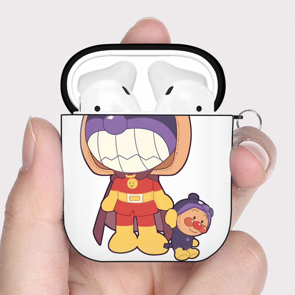 （画像用） アンパンマン Anpanman AirPods 第2世代保護ケース ハードシェル ブラック 耐衝撃・防指紋・カラビナ付き