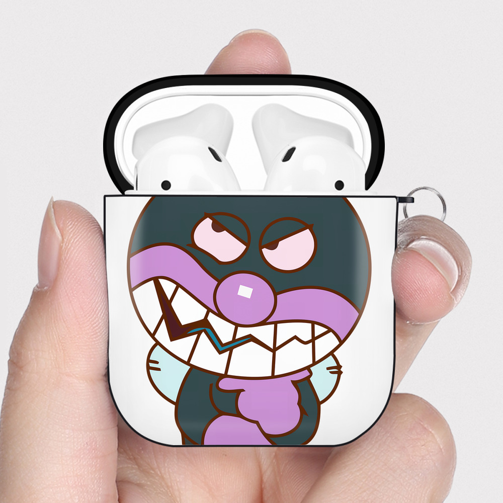 （画像用） アンパンマン Anpanman AirPods 第2世代保護ケース ハードシェル ブラック 耐衝撃・防指紋・カラビナ付き