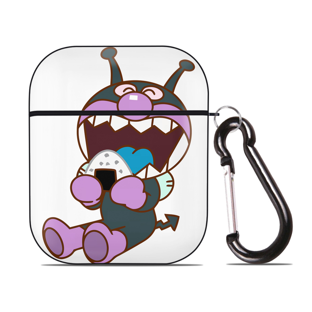 （画像用） アンパンマン Anpanman AirPods 第2世代保護ケース ハードシェル ブラック 耐衝撃・防指紋・カラビナ付き