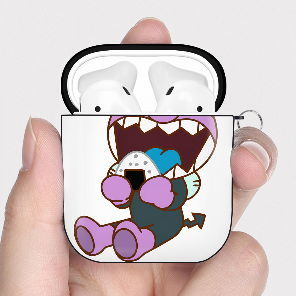 （画像用） アンパンマン Anpanman AirPods 第2世代保護ケース ハードシェル ブラック 耐衝撃・防指紋・カラビナ付き