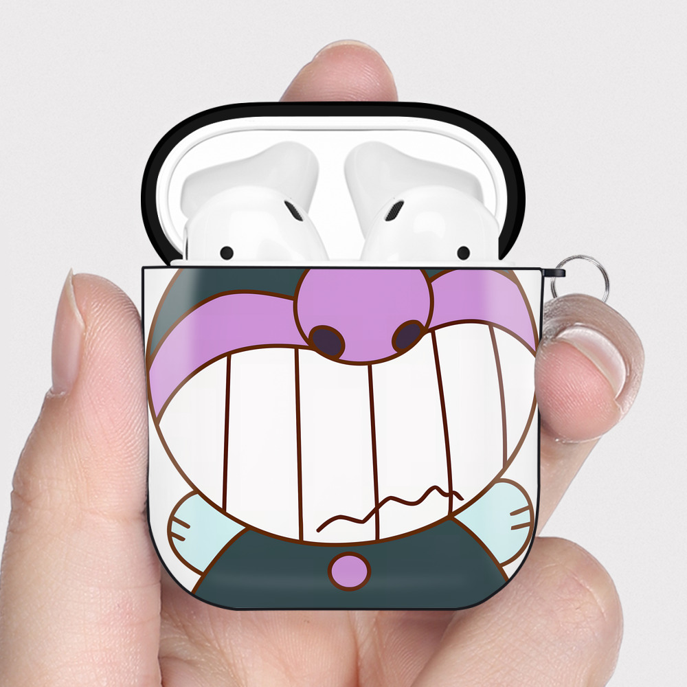（画像用） アンパンマン Anpanman AirPods 第2世代保護ケース ハードシェル ブラック 耐衝撃・防指紋・カラビナ付き