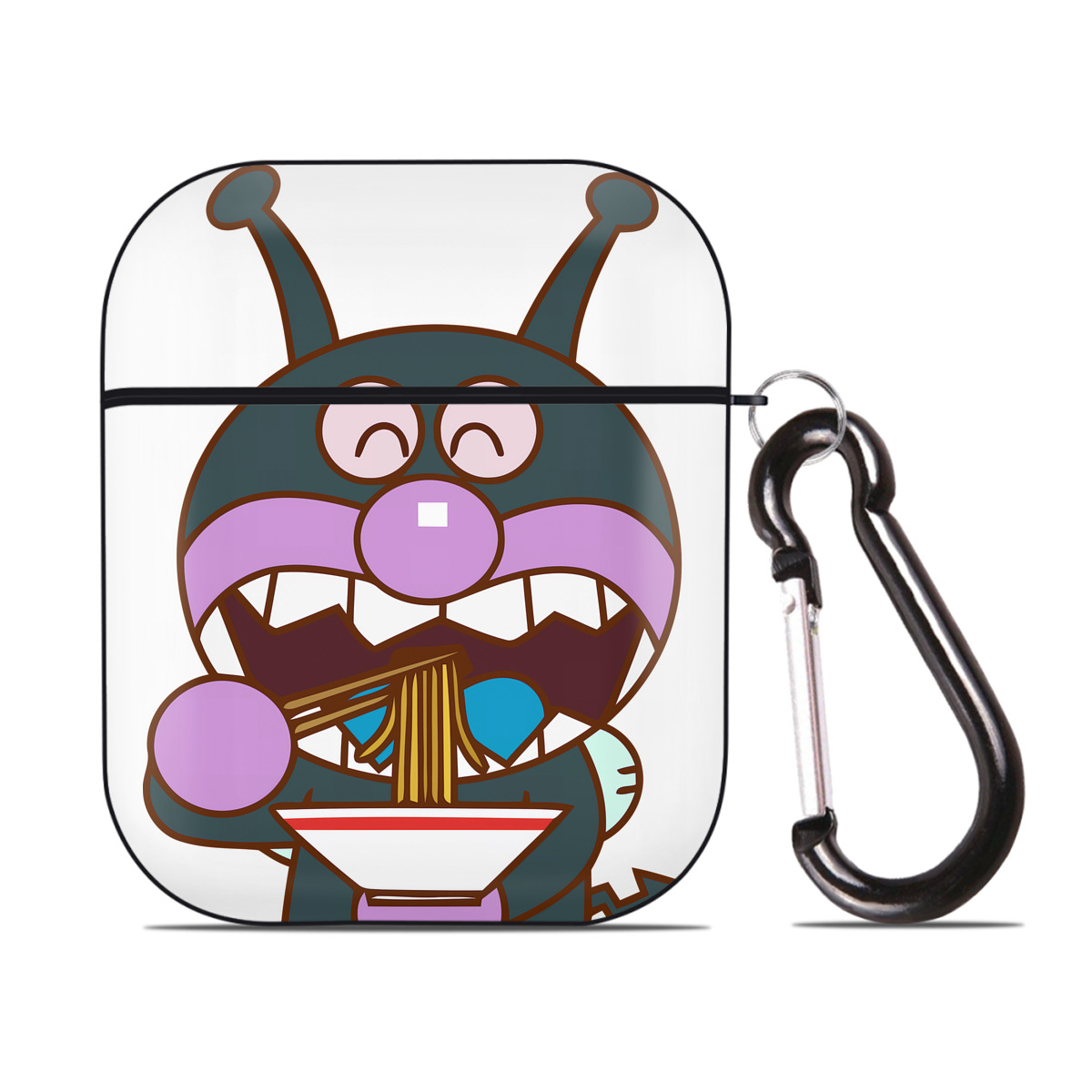 （画像用） アンパンマン Anpanman AirPods 第2世代保護ケース ハードシェル ブラック 耐衝撃・防指紋・カラビナ付き