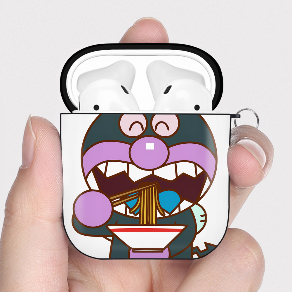 （画像用） アンパンマン Anpanman AirPods 第2世代保護ケース ハードシェル ブラック 耐衝撃・防指紋・カラビナ付き