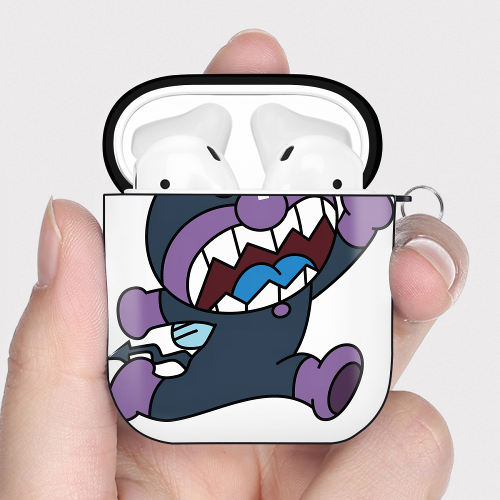 （画像用） アンパンマン Anpanman AirPods 第2世代保護ケース ハードシェル ブラック 耐衝撃・防指紋・カラビナ付き