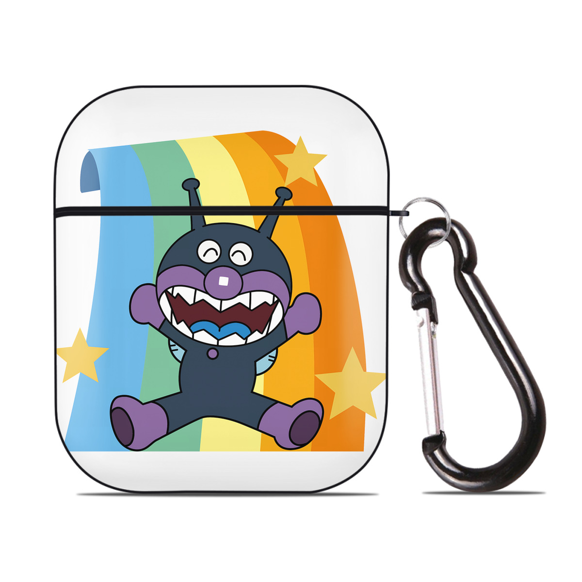 （画像用） アンパンマン Anpanman AirPods 第2世代保護ケース ハードシェル ブラック 耐衝撃・防指紋・カラビナ付き
