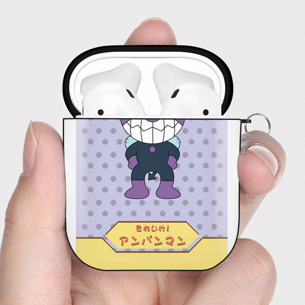 （画像用） アンパンマン Anpanman AirPods 第2世代保護ケース ハードシェル ブラック 耐衝撃・防指紋・カラビナ付き