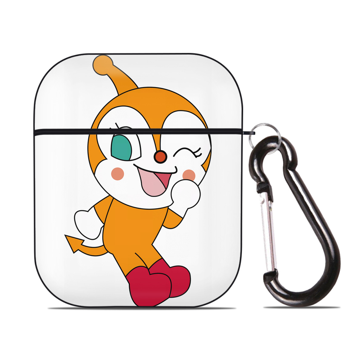 （画像用） アンパンマン Anpanman AirPods 第2世代保護ケース ハードシェル ブラック 耐衝撃・防指紋・カラビナ付き