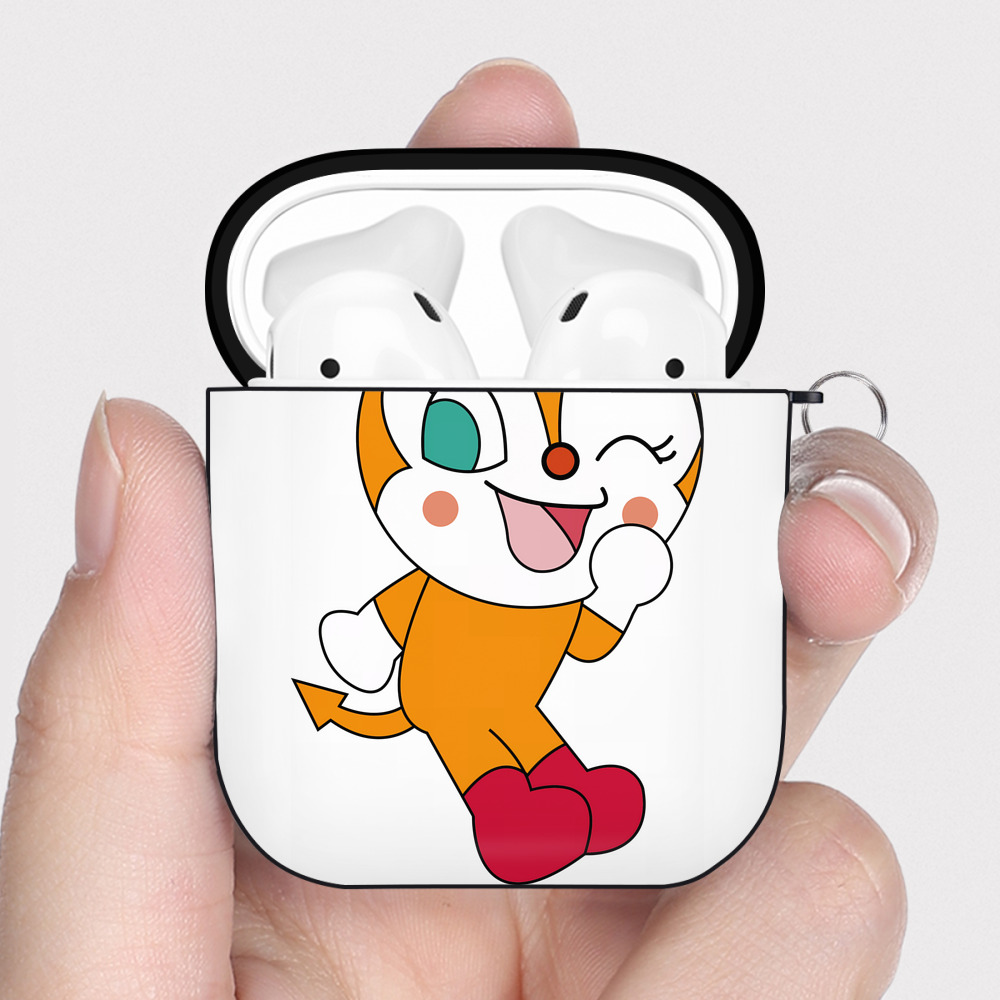 （画像用） アンパンマン Anpanman AirPods 第2世代保護ケース ハードシェル ブラック 耐衝撃・防指紋・カラビナ付き