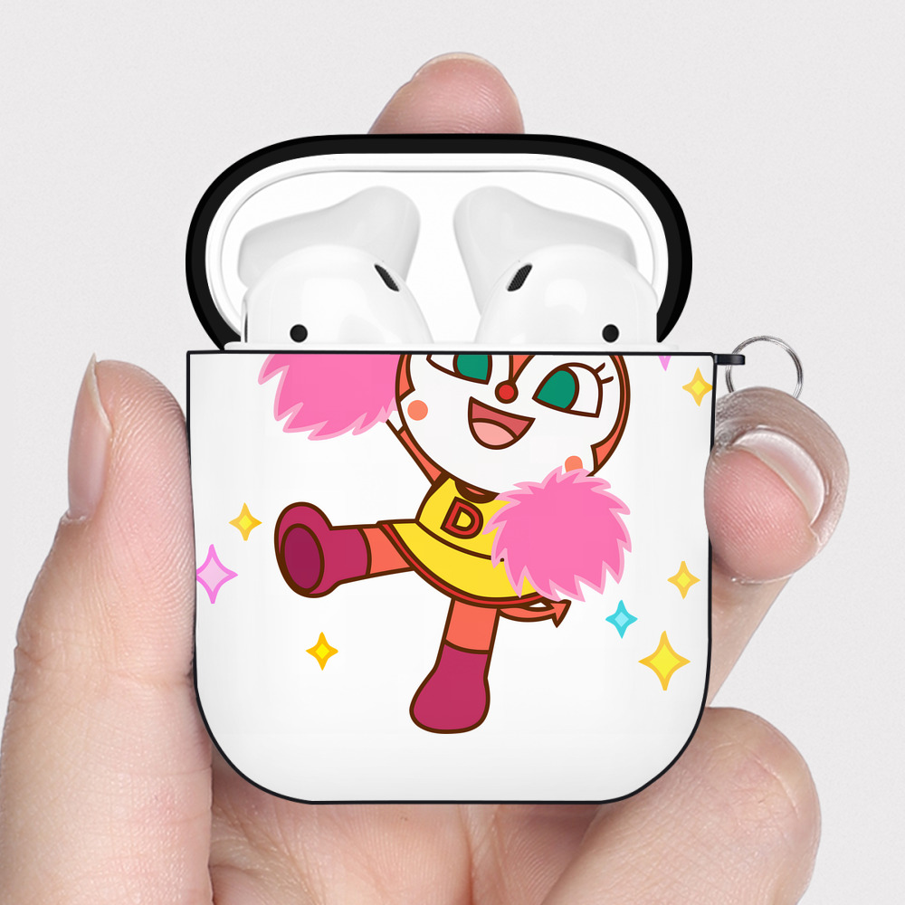（画像用） アンパンマン Anpanman AirPods 第2世代保護ケース ハードシェル ブラック 耐衝撃・防指紋・カラビナ付き