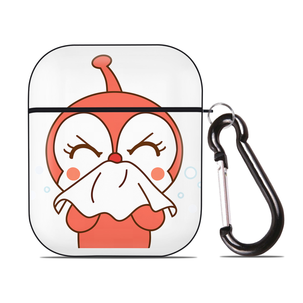 （画像用） アンパンマン Anpanman AirPods 第2世代保護ケース ハードシェル ブラック 耐衝撃・防指紋・カラビナ付き