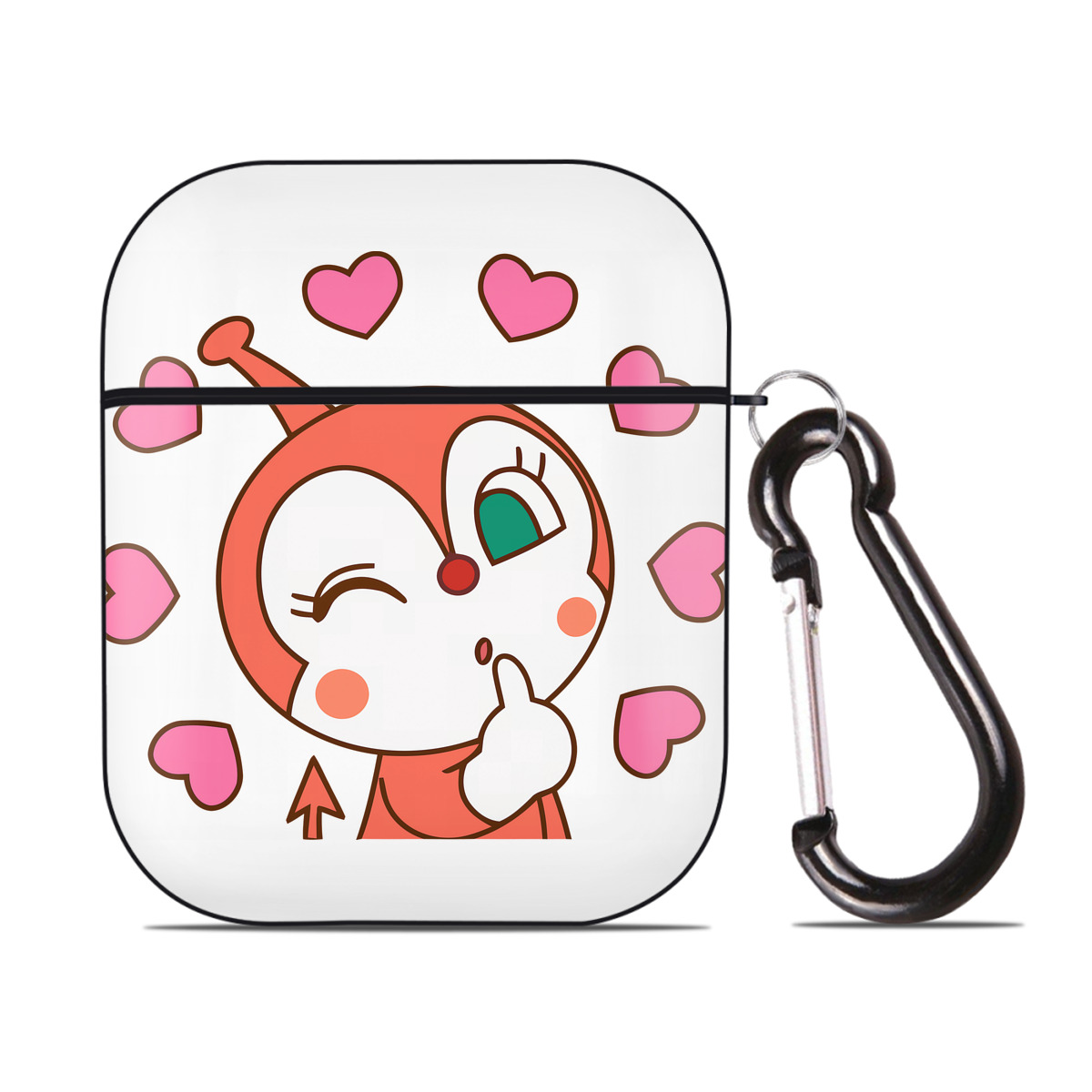 （画像用） アンパンマン Anpanman AirPods 第2世代保護ケース ハードシェル ブラック 耐衝撃・防指紋・カラビナ付き