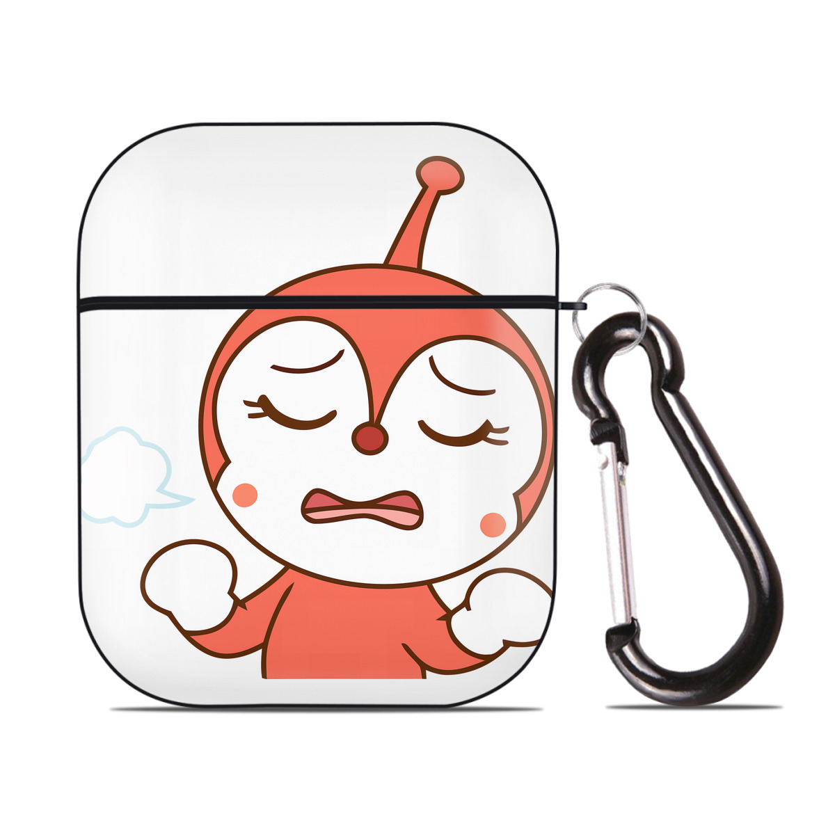 （画像用） アンパンマン Anpanman AirPods 第2世代保護ケース ハードシェル ブラック 耐衝撃・防指紋・カラビナ付き