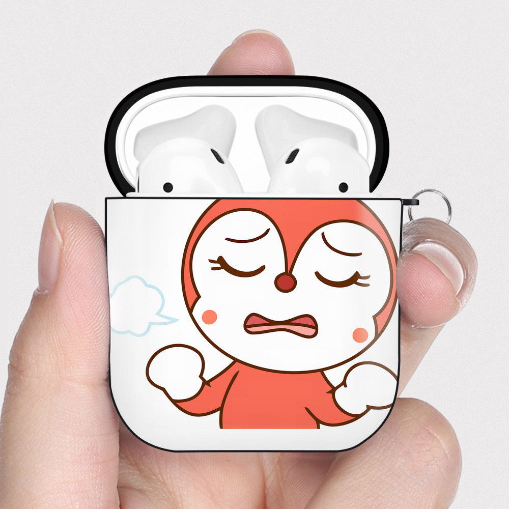 （画像用） アンパンマン Anpanman AirPods 第2世代保護ケース ハードシェル ブラック 耐衝撃・防指紋・カラビナ付き