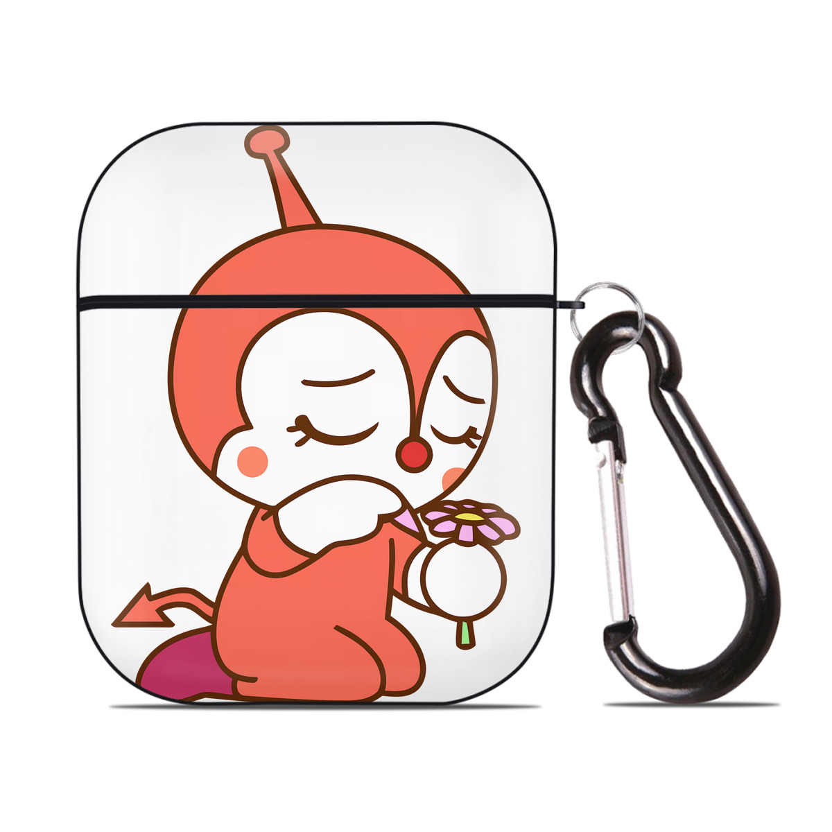 （画像用） アンパンマン Anpanman AirPods 第2世代保護ケース ハードシェル ブラック 耐衝撃・防指紋・カラビナ付き