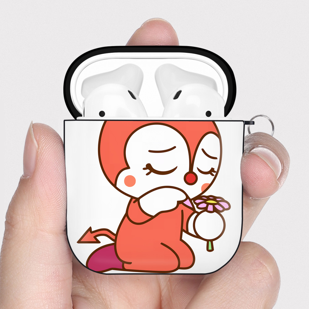 （画像用） アンパンマン Anpanman AirPods 第2世代保護ケース ハードシェル ブラック 耐衝撃・防指紋・カラビナ付き