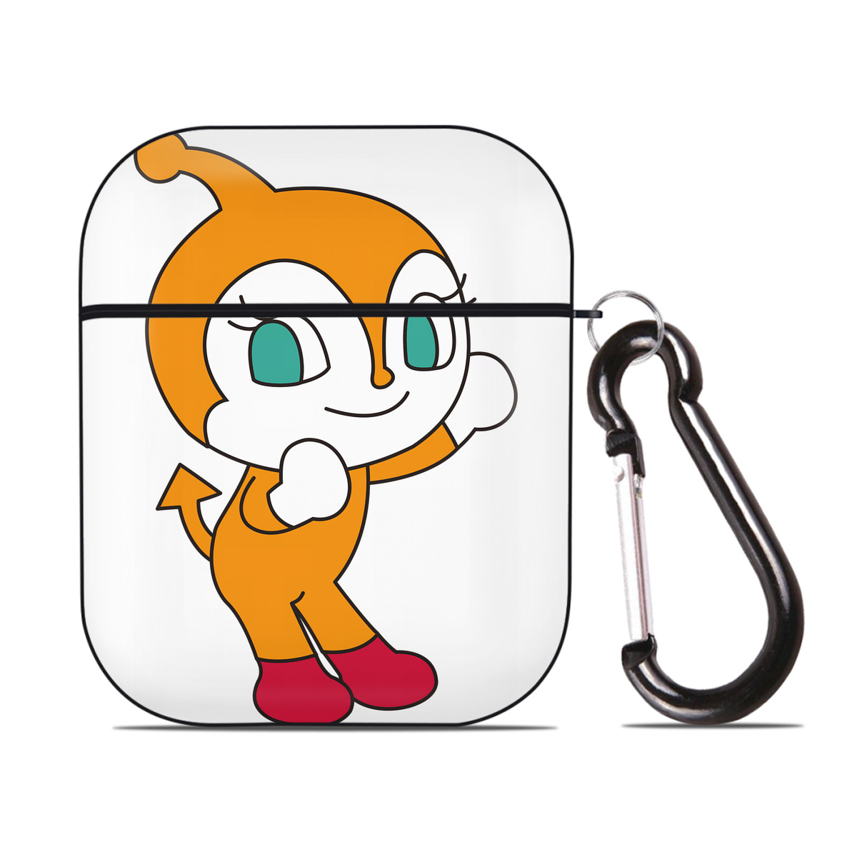 （画像用） アンパンマン Anpanman AirPods 第2世代保護ケース ハードシェル ブラック 耐衝撃・防指紋・カラビナ付き