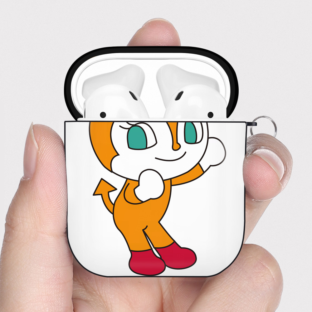 （画像用） アンパンマン Anpanman AirPods 第2世代保護ケース ハードシェル ブラック 耐衝撃・防指紋・カラビナ付き
