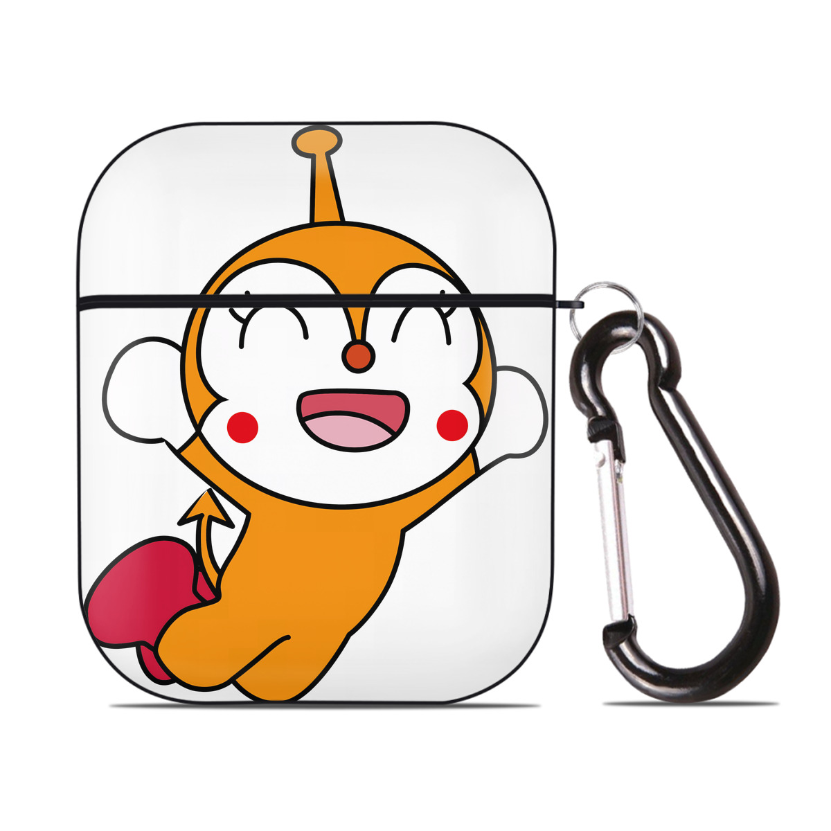 （画像用） アンパンマン Anpanman AirPods 第2世代保護ケース ハードシェル ブラック 耐衝撃・防指紋・カラビナ付き
