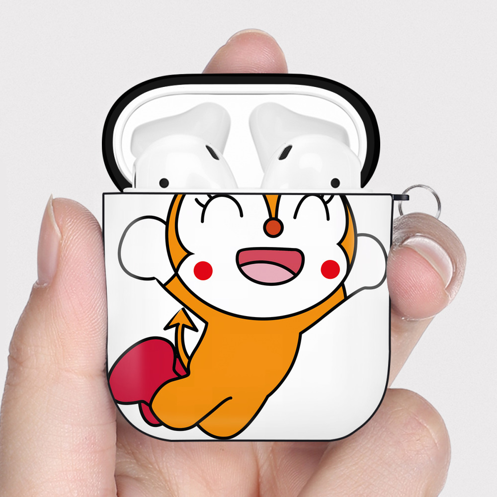 （画像用） アンパンマン Anpanman AirPods 第2世代保護ケース ハードシェル ブラック 耐衝撃・防指紋・カラビナ付き