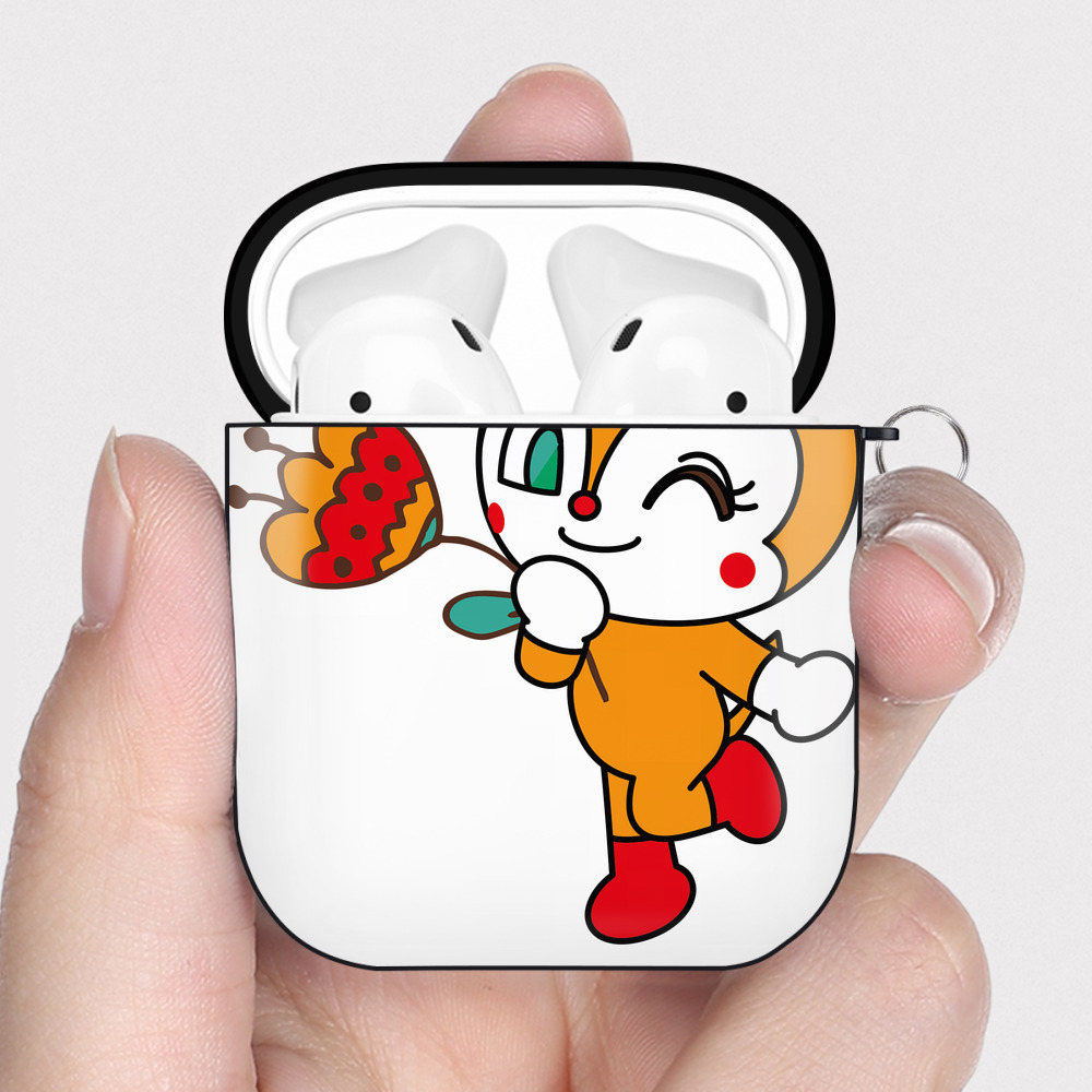 （画像用） アンパンマン Anpanman AirPods 第2世代保護ケース ハードシェル ブラック 耐衝撃・防指紋・カラビナ付き