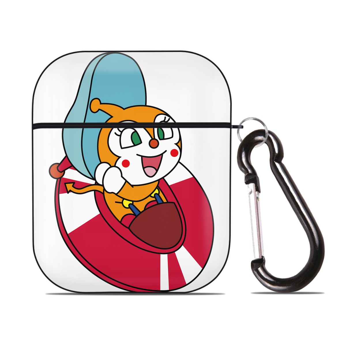 （画像用） アンパンマン Anpanman AirPods 第2世代保護ケース ハードシェル ブラック 耐衝撃・防指紋・カラビナ付き