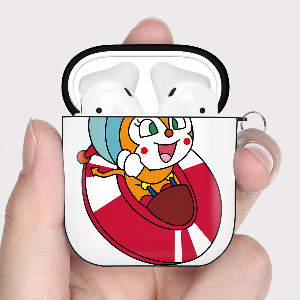（画像用） アンパンマン Anpanman AirPods 第2世代保護ケース ハードシェル ブラック 耐衝撃・防指紋・カラビナ付き