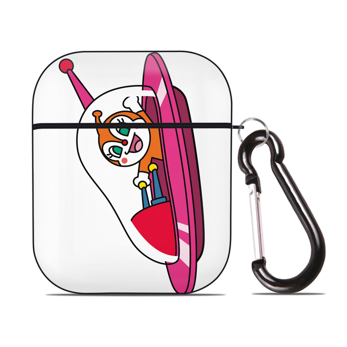 （画像用） アンパンマン Anpanman AirPods 第2世代保護ケース ハードシェル ブラック 耐衝撃・防指紋・カラビナ付き