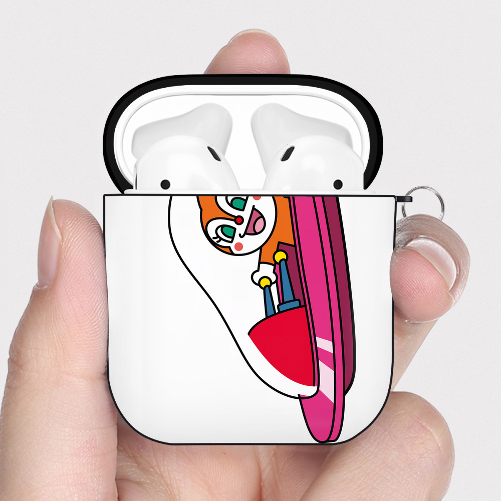 （画像用） アンパンマン Anpanman AirPods 第2世代保護ケース ハードシェル ブラック 耐衝撃・防指紋・カラビナ付き