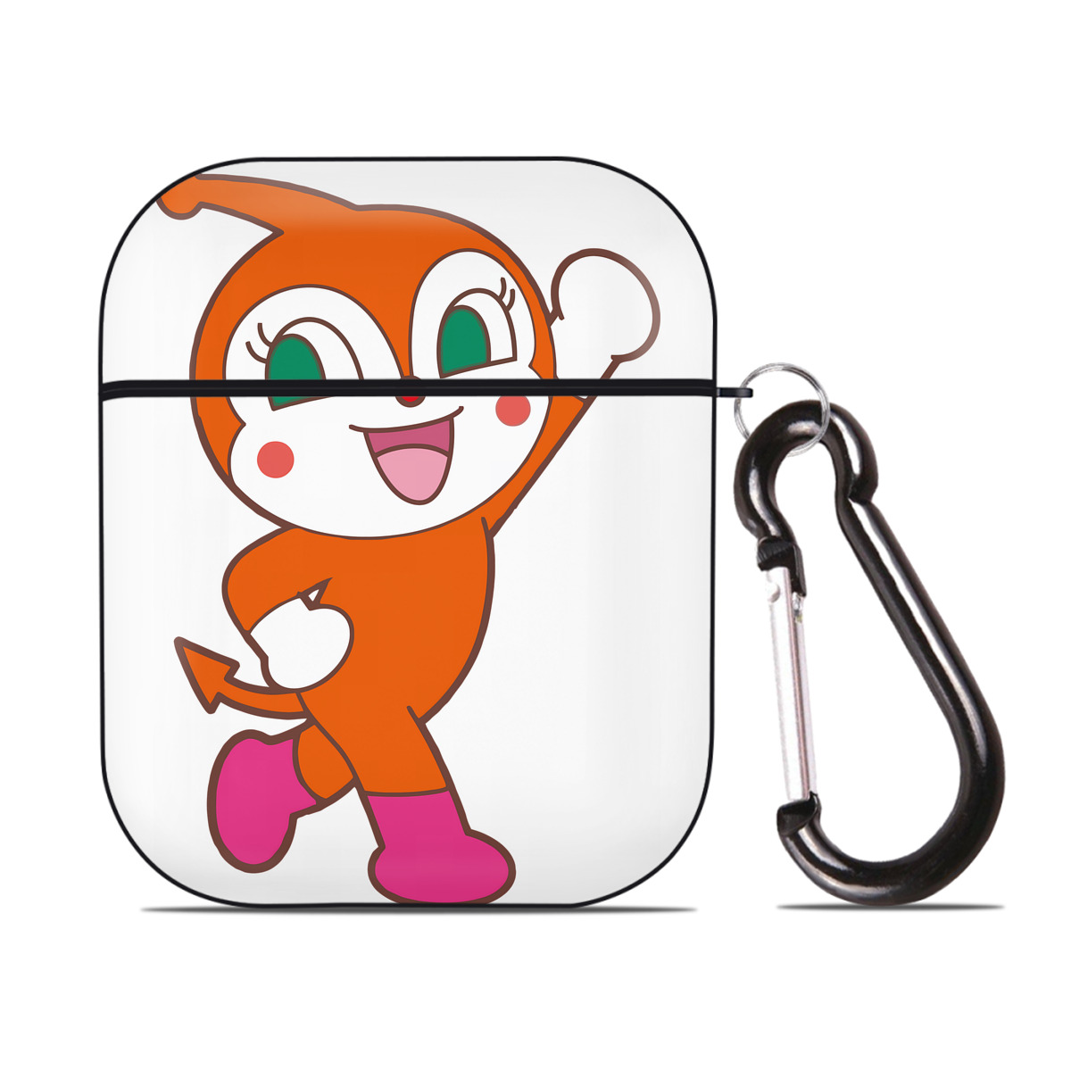 （画像用） アンパンマン Anpanman AirPods 第2世代保護ケース ハードシェル ブラック 耐衝撃・防指紋・カラビナ付き
