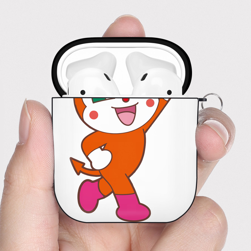 （画像用） アンパンマン Anpanman AirPods 第2世代保護ケース ハードシェル ブラック 耐衝撃・防指紋・カラビナ付き