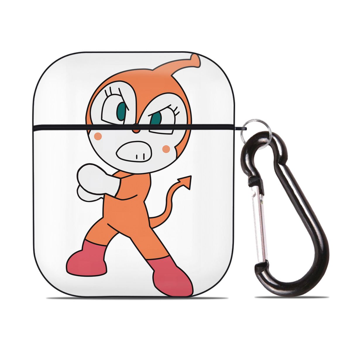 （画像用） アンパンマン Anpanman AirPods 第2世代保護ケース ハードシェル ブラック 耐衝撃・防指紋・カラビナ付き
