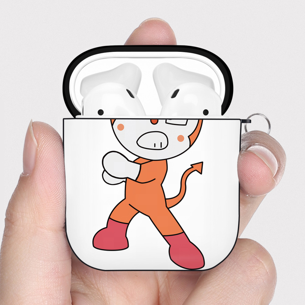（画像用） アンパンマン Anpanman AirPods 第2世代保護ケース ハードシェル ブラック 耐衝撃・防指紋・カラビナ付き