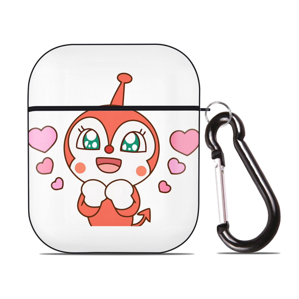 （画像用） アンパンマン Anpanman AirPods 第2世代保護ケース ハードシェル ブラック 耐衝撃・防指紋・カラビナ付き