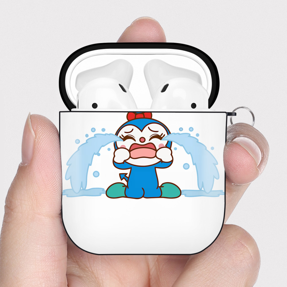 （画像用） アンパンマン Anpanman AirPods 第2世代保護ケース ハードシェル ブラック 耐衝撃・防指紋・カラビナ付き