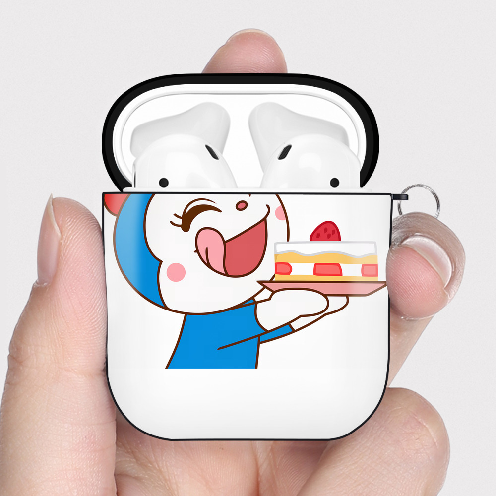 （画像用） アンパンマン Anpanman AirPods 第2世代保護ケース ハードシェル ブラック 耐衝撃・防指紋・カラビナ付き