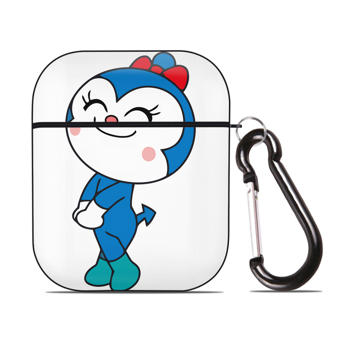 （画像用） アンパンマン Anpanman AirPods 第2世代保護ケース ハードシェル ブラック 耐衝撃・防指紋・カラビナ付き
