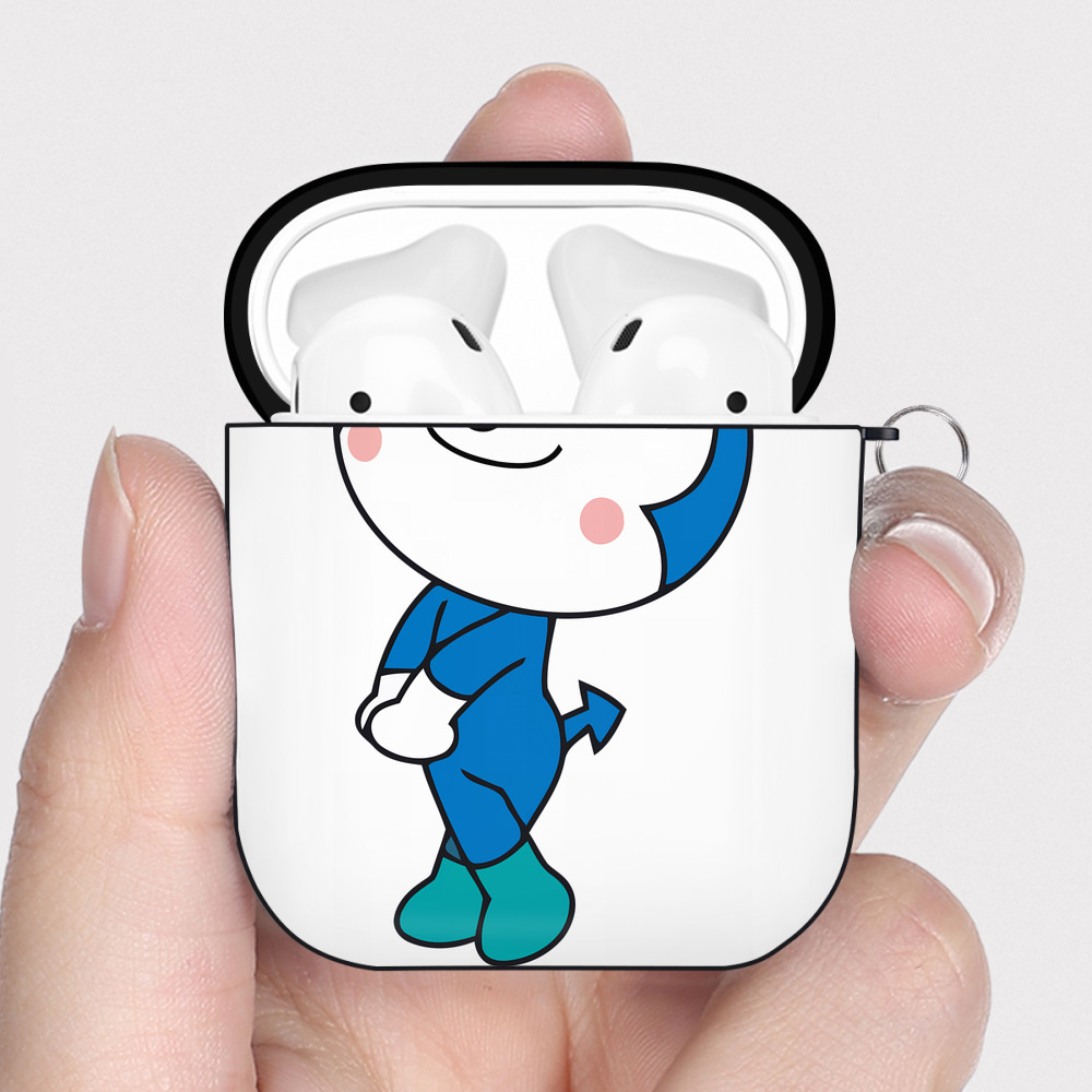 （画像用） アンパンマン Anpanman AirPods 第2世代保護ケース ハードシェル ブラック 耐衝撃・防指紋・カラビナ付き