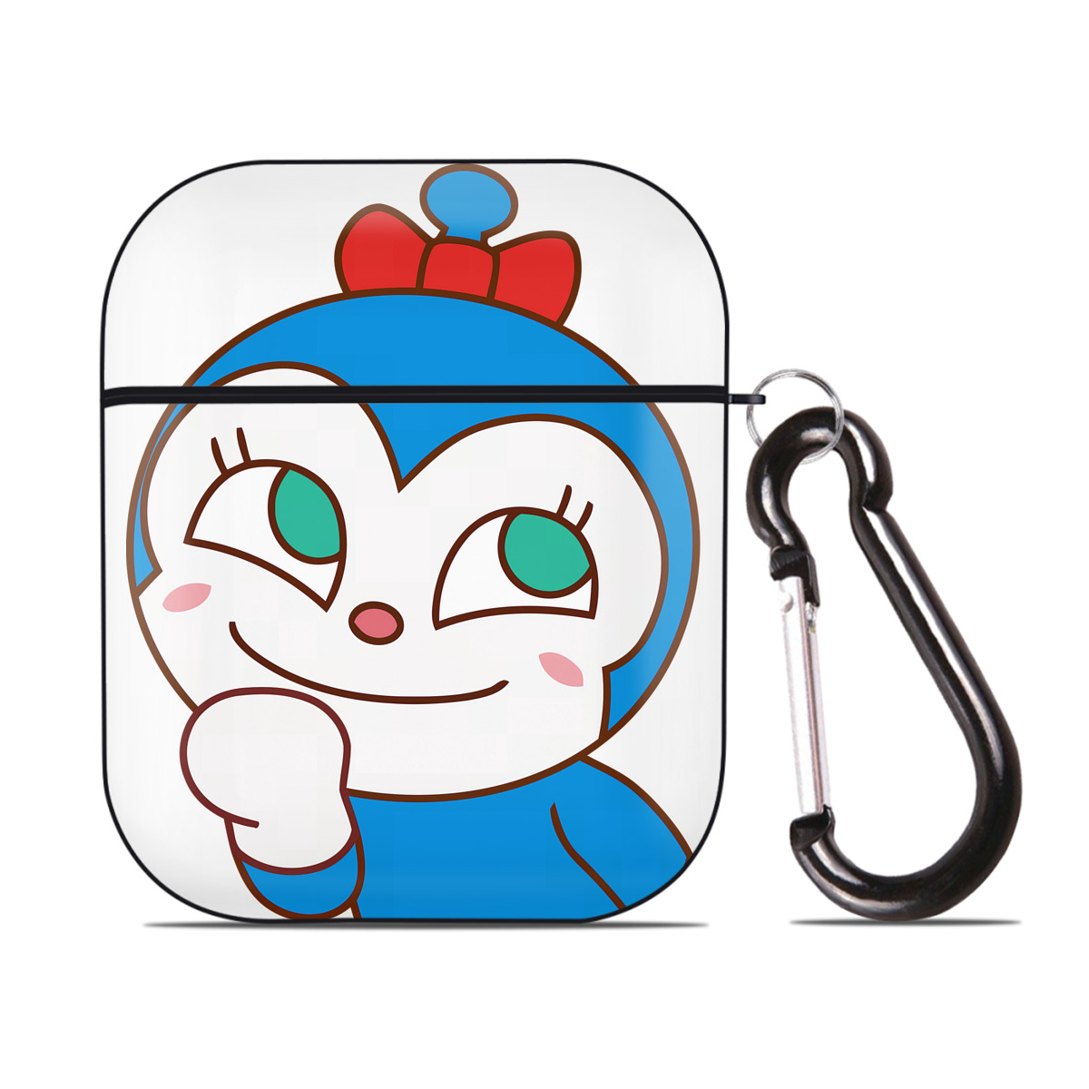 （画像用） アンパンマン Anpanman AirPods 第2世代保護ケース ハードシェル ブラック 耐衝撃・防指紋・カラビナ付き
