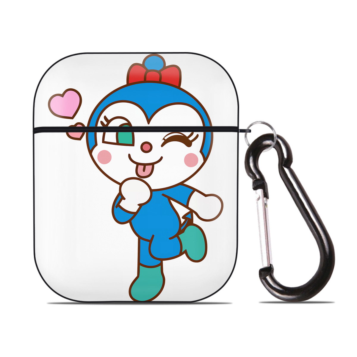 （画像用） アンパンマン Anpanman AirPods 第2世代保護ケース ハードシェル ブラック 耐衝撃・防指紋・カラビナ付き