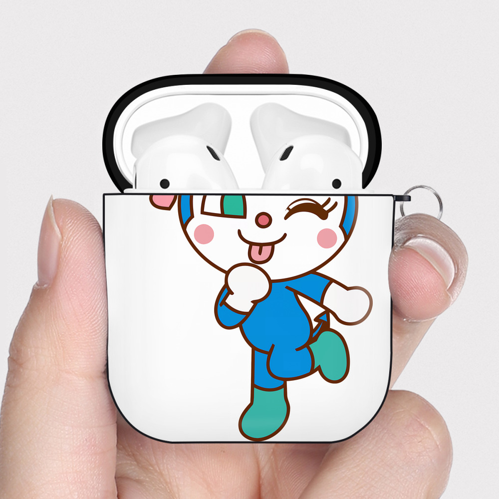 （画像用） アンパンマン Anpanman AirPods 第2世代保護ケース ハードシェル ブラック 耐衝撃・防指紋・カラビナ付き