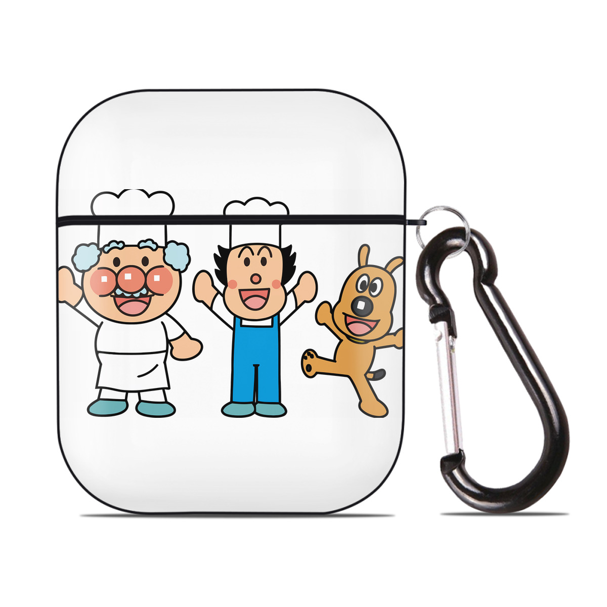 （画像用） アンパンマン Anpanman AirPods 第2世代保護ケース ハードシェル ブラック 耐衝撃・防指紋・カラビナ付き
