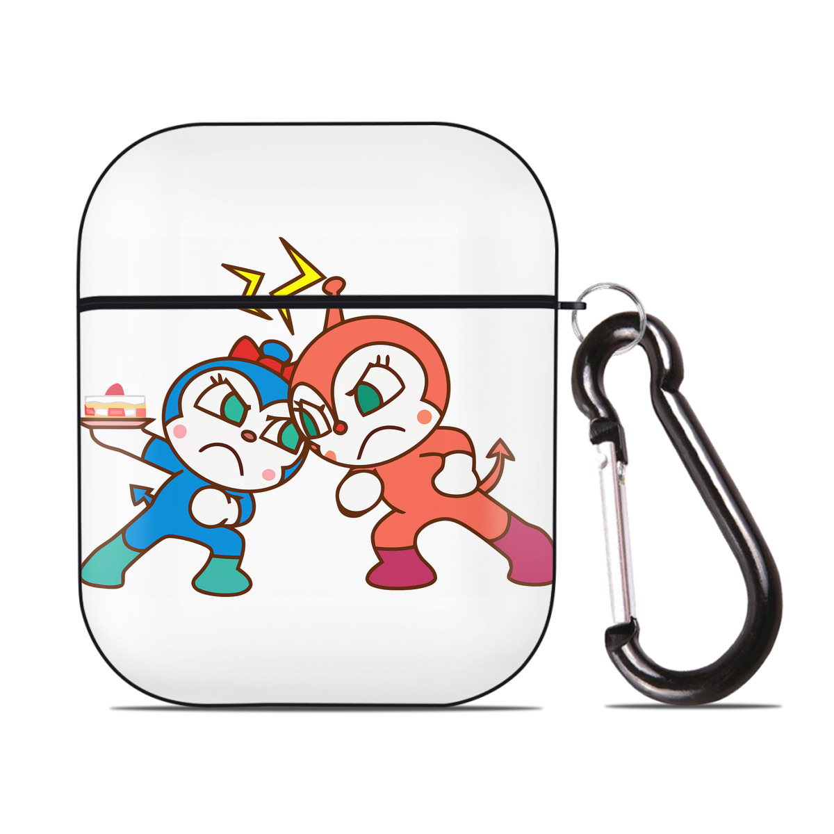 （画像用） アンパンマン Anpanman AirPods 第2世代保護ケース ハードシェル ブラック 耐衝撃・防指紋・カラビナ付き