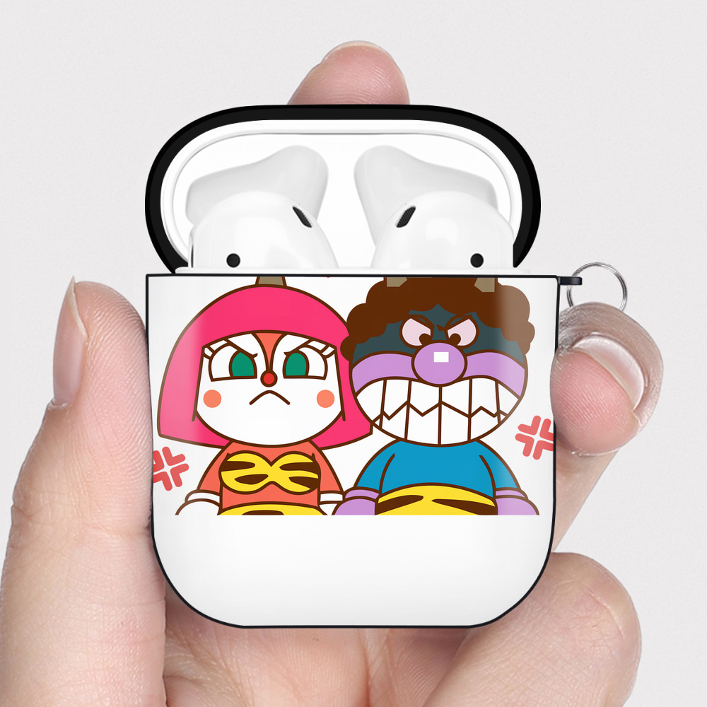 （画像用） アンパンマン Anpanman AirPods 第2世代保護ケース ハードシェル ブラック 耐衝撃・防指紋・カラビナ付き