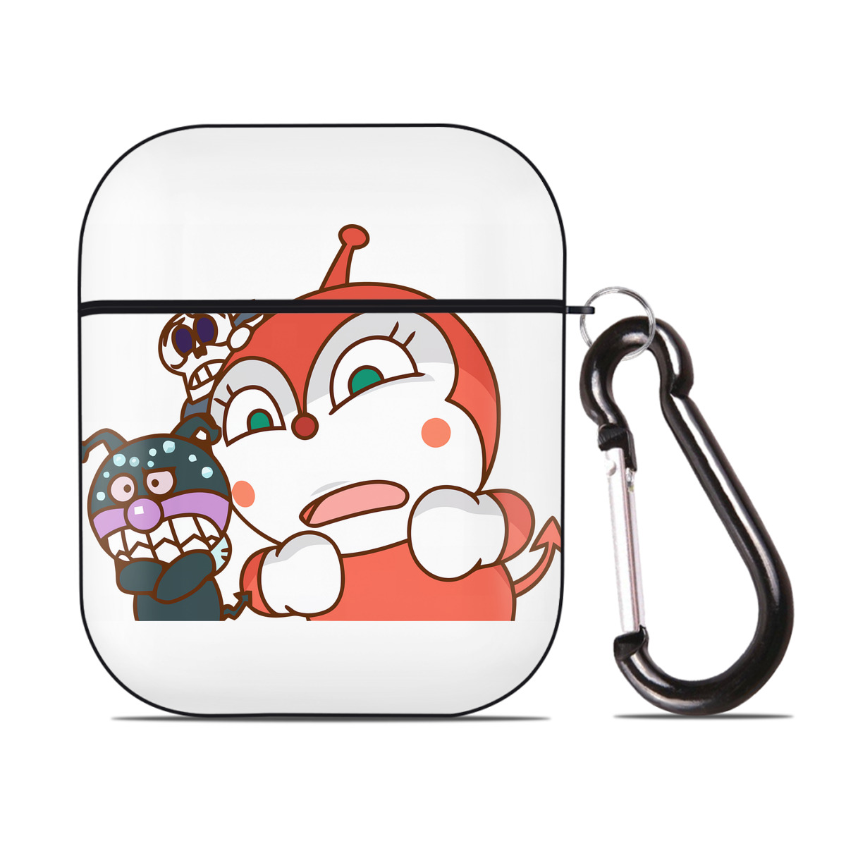 （画像用） アンパンマン Anpanman AirPods 第2世代保護ケース ハードシェル ブラック 耐衝撃・防指紋・カラビナ付き