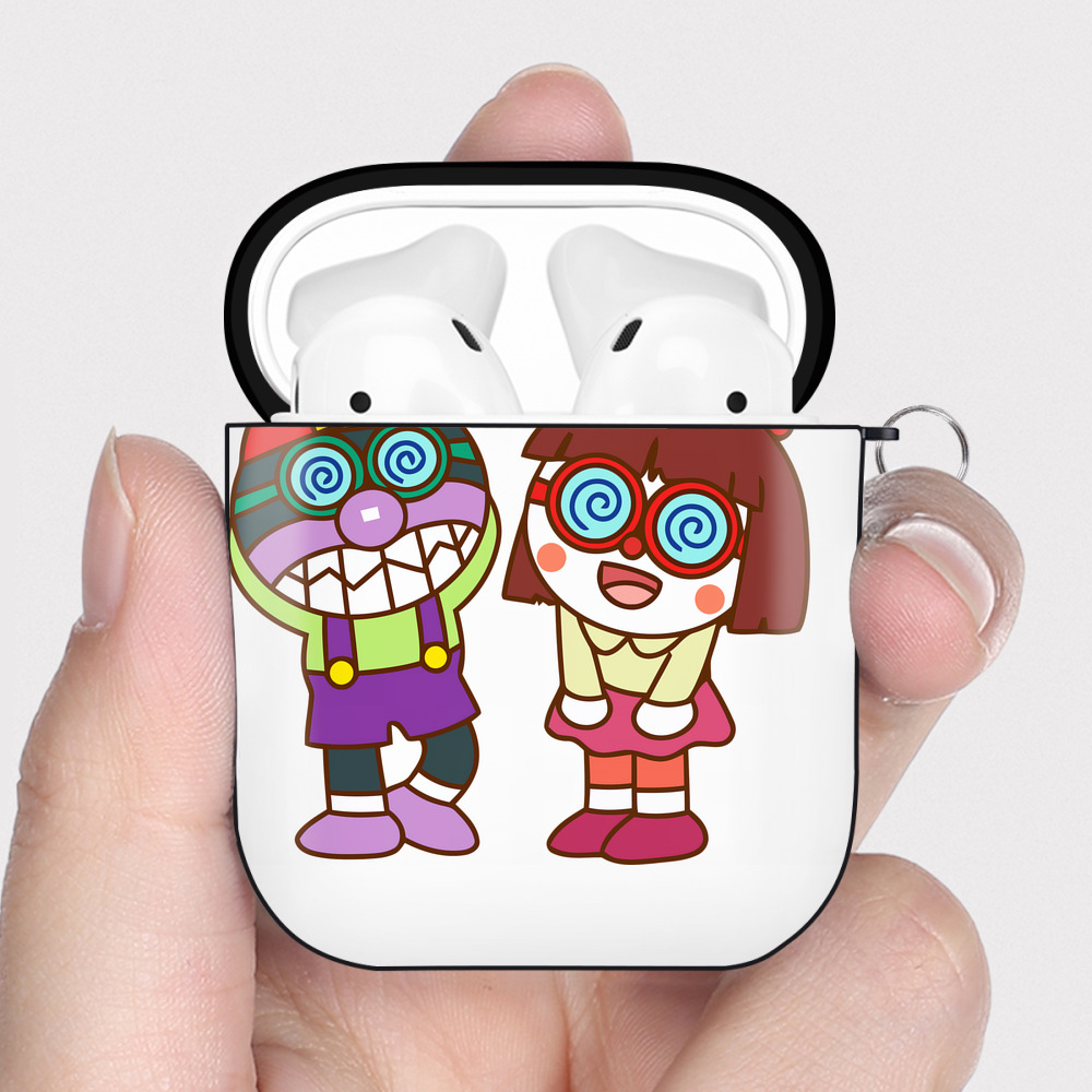 （画像用） アンパンマン Anpanman AirPods 第2世代保護ケース ハードシェル ブラック 耐衝撃・防指紋・カラビナ付き