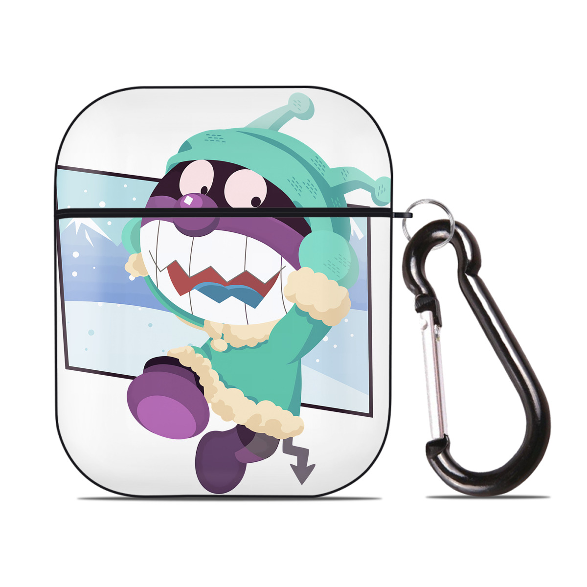 （画像用） アンパンマン Anpanman AirPods 第2世代保護ケース ハードシェル ブラック 耐衝撃・防指紋・カラビナ付き