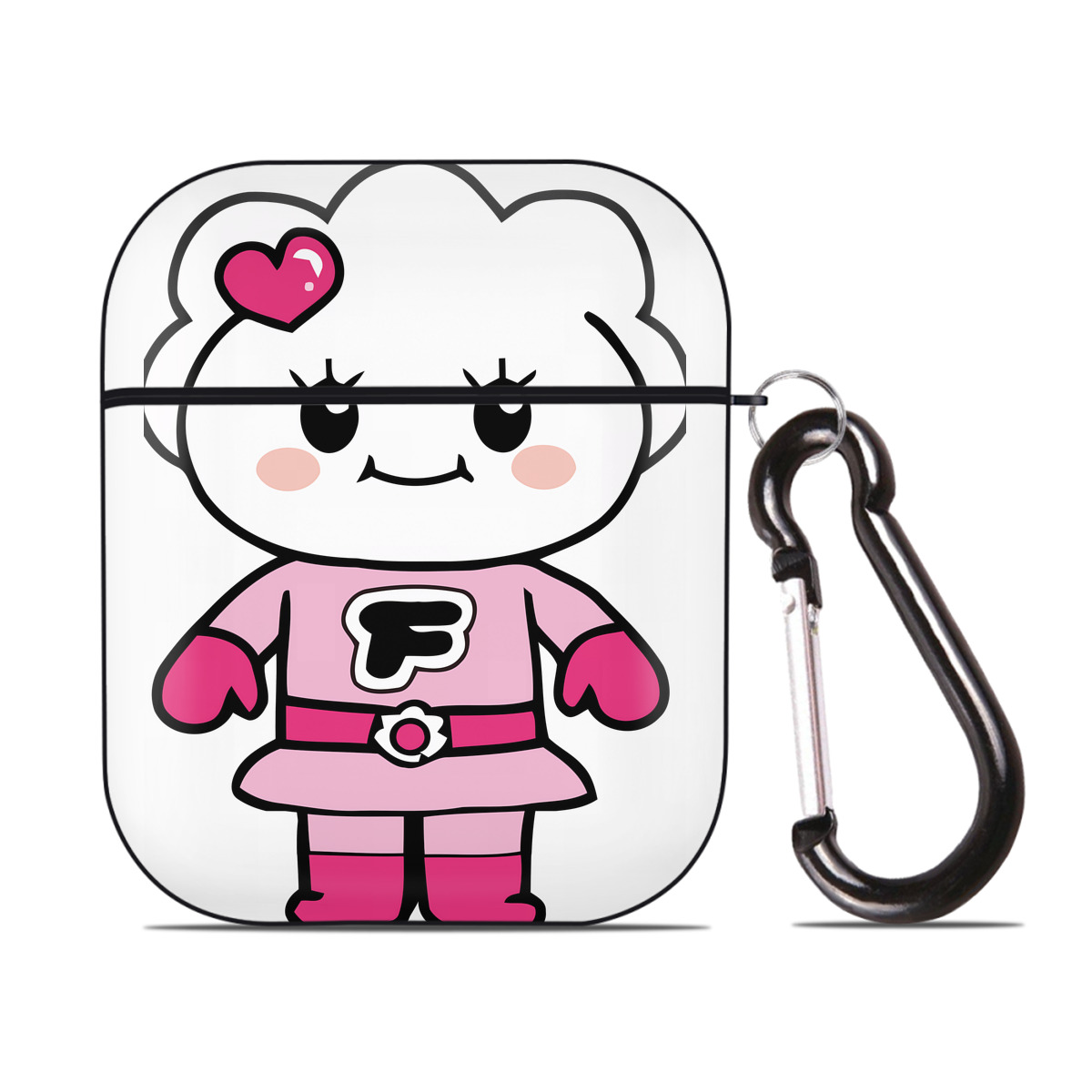 （画像用） アンパンマン Anpanman AirPods 第2世代保護ケース ハードシェル ブラック 耐衝撃・防指紋・カラビナ付き
