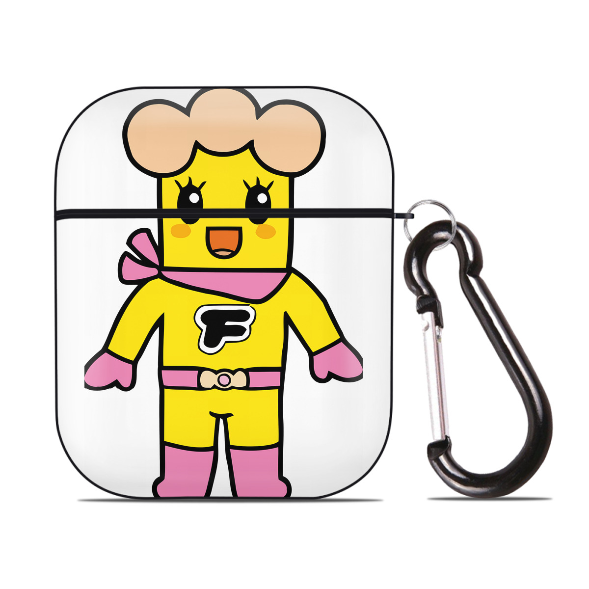 （画像用） アンパンマン Anpanman AirPods 第2世代保護ケース ハードシェル ブラック 耐衝撃・防指紋・カラビナ付き